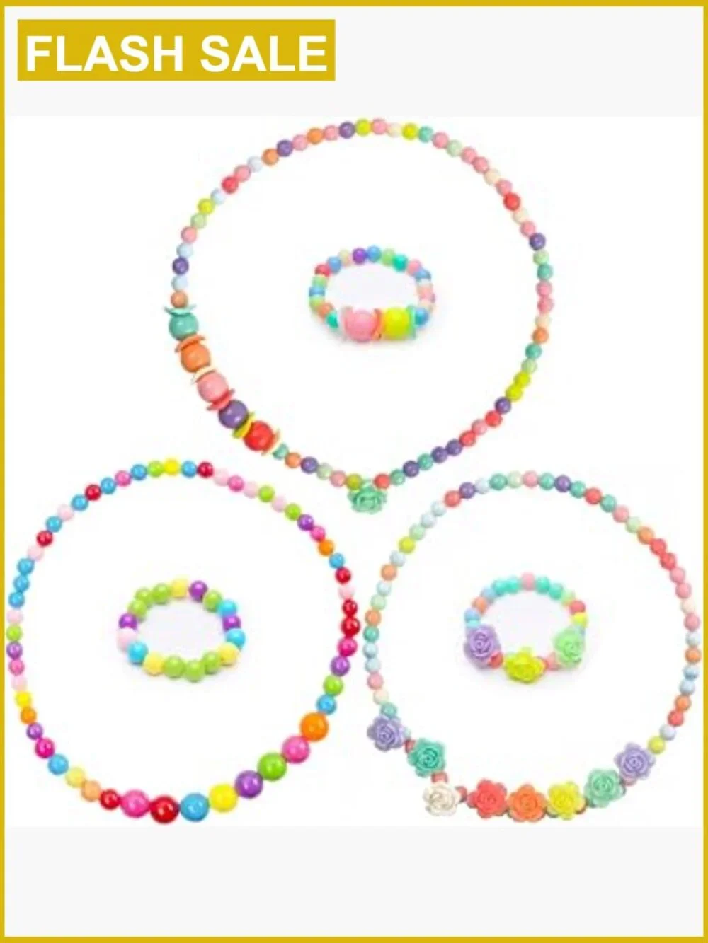 3-Pack Toddler Play Jewelry Set - Necklace & Bracelet for Girls
